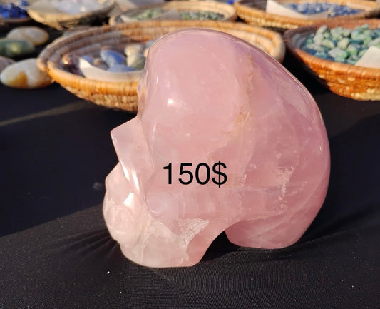Massive Rose quartz skull